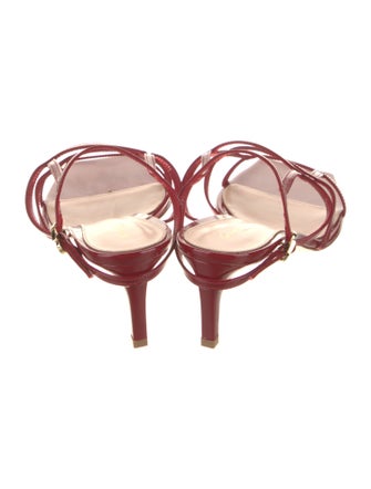 Gianvito Rossi Patent Leather Leather Trim Embellishment Slingback Sandals