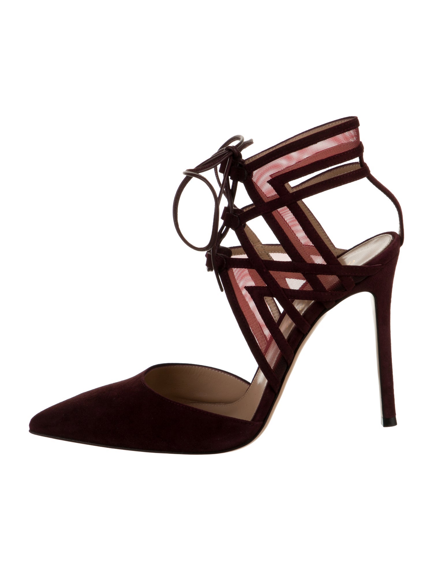 Gianvito Rossi Suede Mesh Accents Pumps