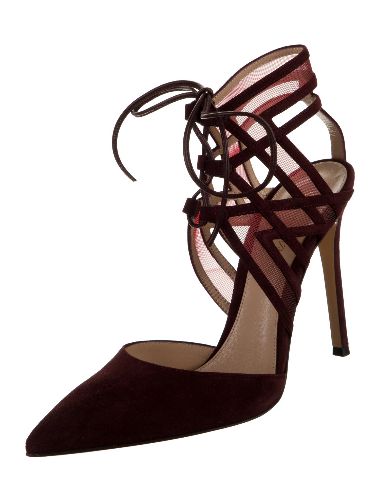 Gianvito Rossi Suede Mesh Accents Pumps