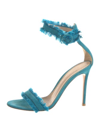 Gianvito Rossi Suede Raw-Edge Trim Sandals