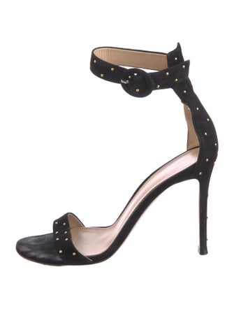 Gianvito Rossi Suede Studded Accents Sandals
