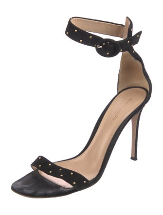 Gianvito Rossi Suede Studded Accents Sandals