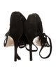 Gianvito Rossi Suede Fringe Trim Accent T-Strap Sandals