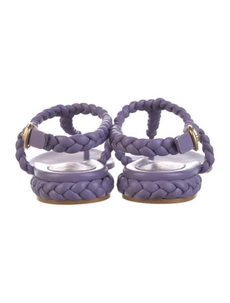 Gianvito Rossi Leather Braided Accents T-Strap Sandals