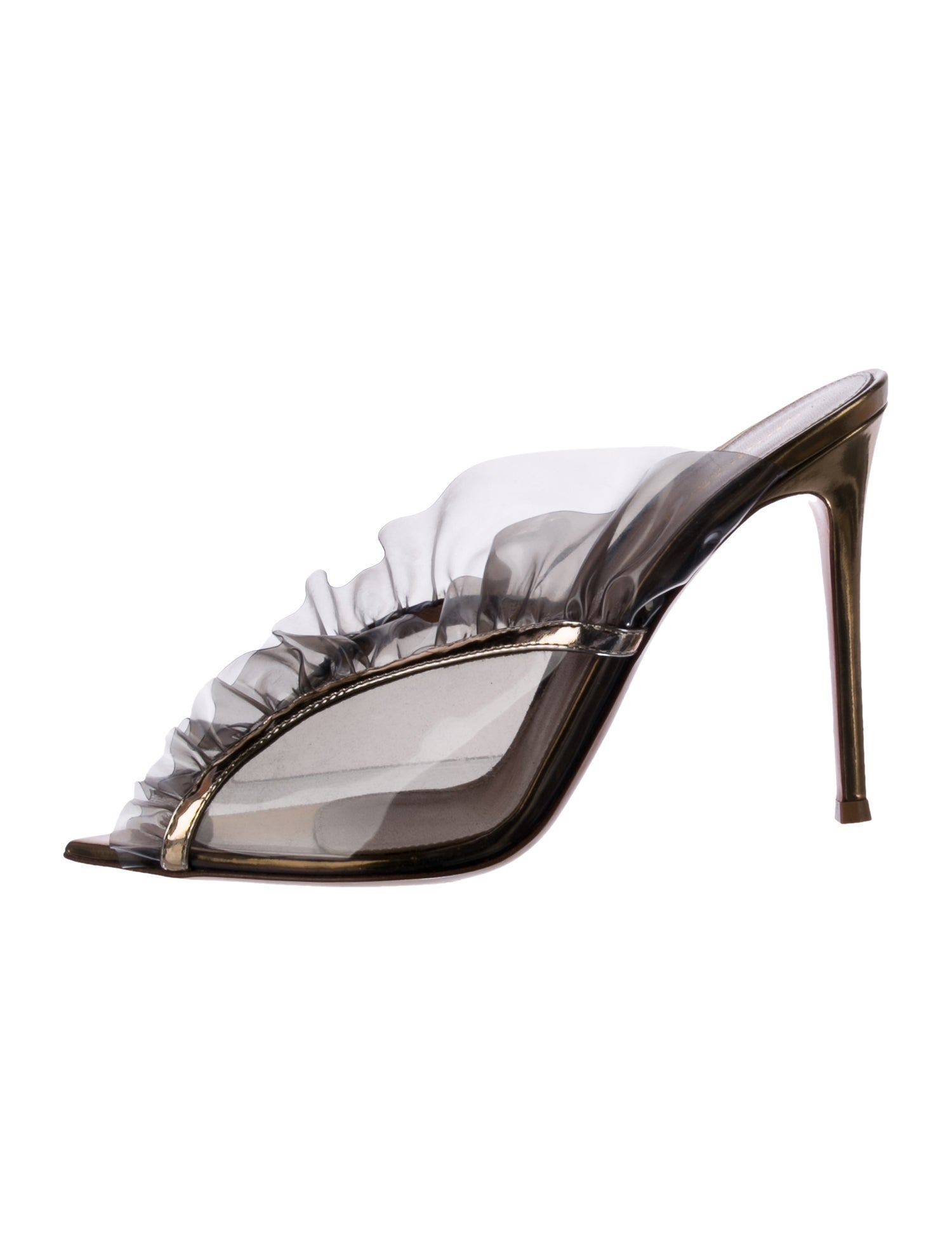 Gianvito Rossi PVC Ruffle Embellishment Slides