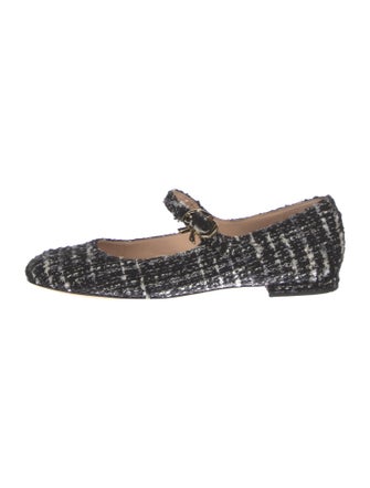 Gianvito Rossi Tweed Tweed Pattern Mary Jane Flats