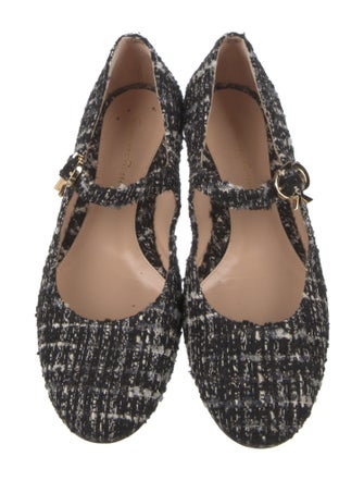 Gianvito Rossi Tweed Tweed Pattern Mary Jane Flats