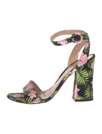 Gianvito Rossi Satin Floral Print Sandals