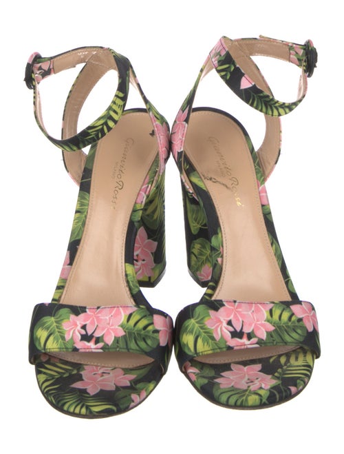 Gianvito Rossi Satin Floral Print Sandals