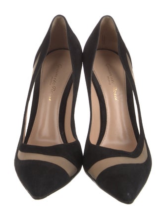 Gianvito Rossi Suede Colorblock Pattern Pumps