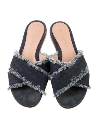 Gianvito Rossi Denim Colorblock Pattern Slides