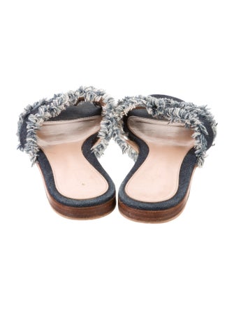 Gianvito Rossi Denim Colorblock Pattern Slides