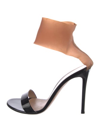 Gianvito Rossi Patent Leather Colorblock Pattern Sandals
