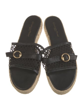 Gianvito Rossi Leather Colorblock Pattern Espadrilles