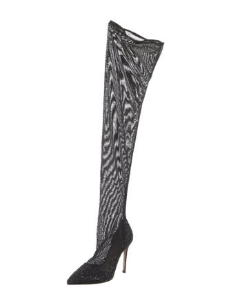 Gianvito Rossi Mesh Crystal Embellishments Boots