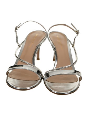 Gianvito Rossi Patent Leather Crystal Embellishments Slingback Sandals