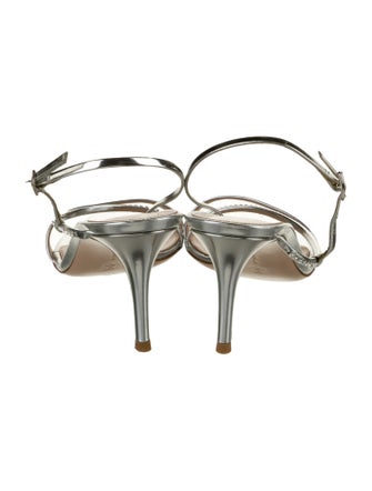 Gianvito Rossi Patent Leather Crystal Embellishments Slingback Sandals