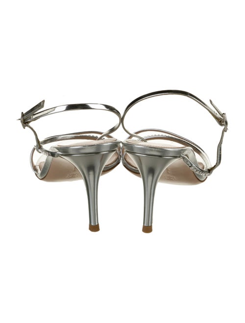 Gianvito Rossi Patent Leather Crystal Embellishments Slingback Sandals