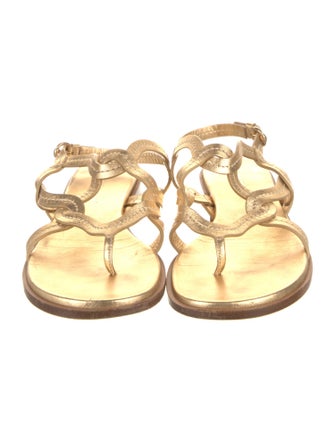 Gianvito Rossi Leather Colorblock Pattern Sandals