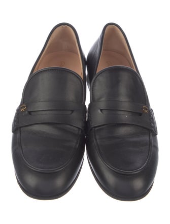Gianvito Rossi Leather Braided Accents Loafers