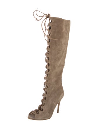 Gianvito Rossi Suede Lace-Up Boots