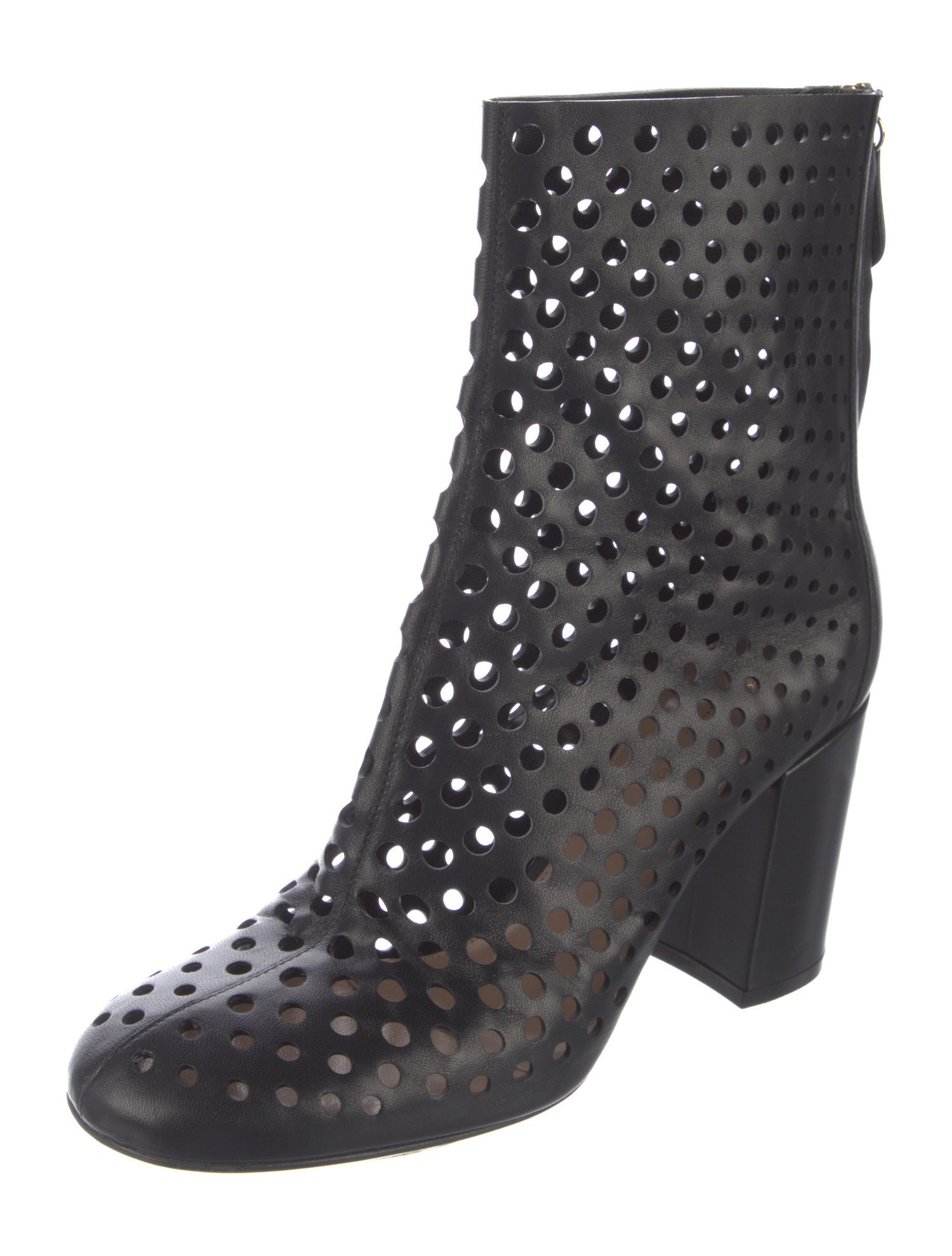 Gianvito Rossi Leather Lasercut Accents Boots