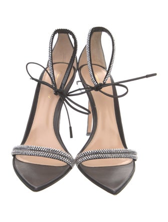 Gianvito Rossi Leather Crystal Embellishments Sandals