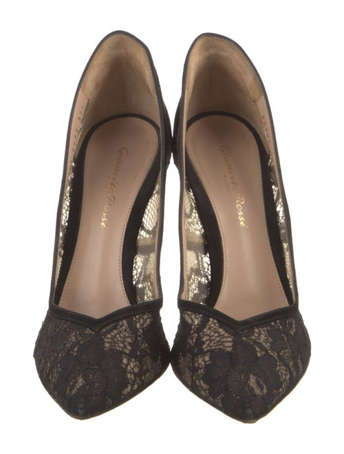 Gianvito Rossi Lace Leather Trim Embellishment Pumps
