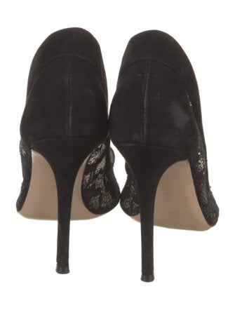 Gianvito Rossi Lace Leather Trim Embellishment Pumps