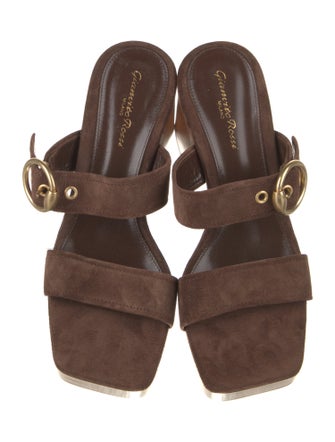 Gianvito Rossi Suede Leather Trim Embellishment Sandals