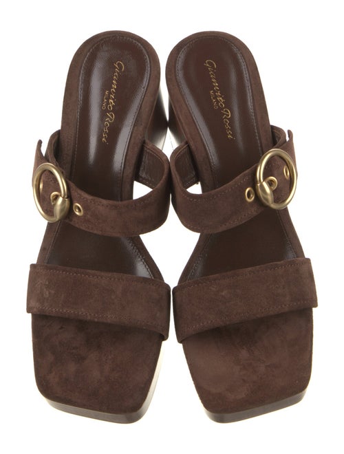 Gianvito Rossi Suede Leather Trim Embellishment Slides