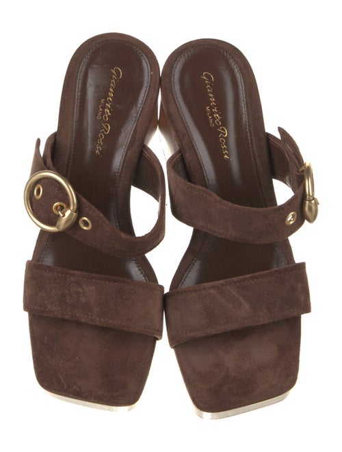 Gianvito Rossi Suede Leather Trim Embellishment Sandals