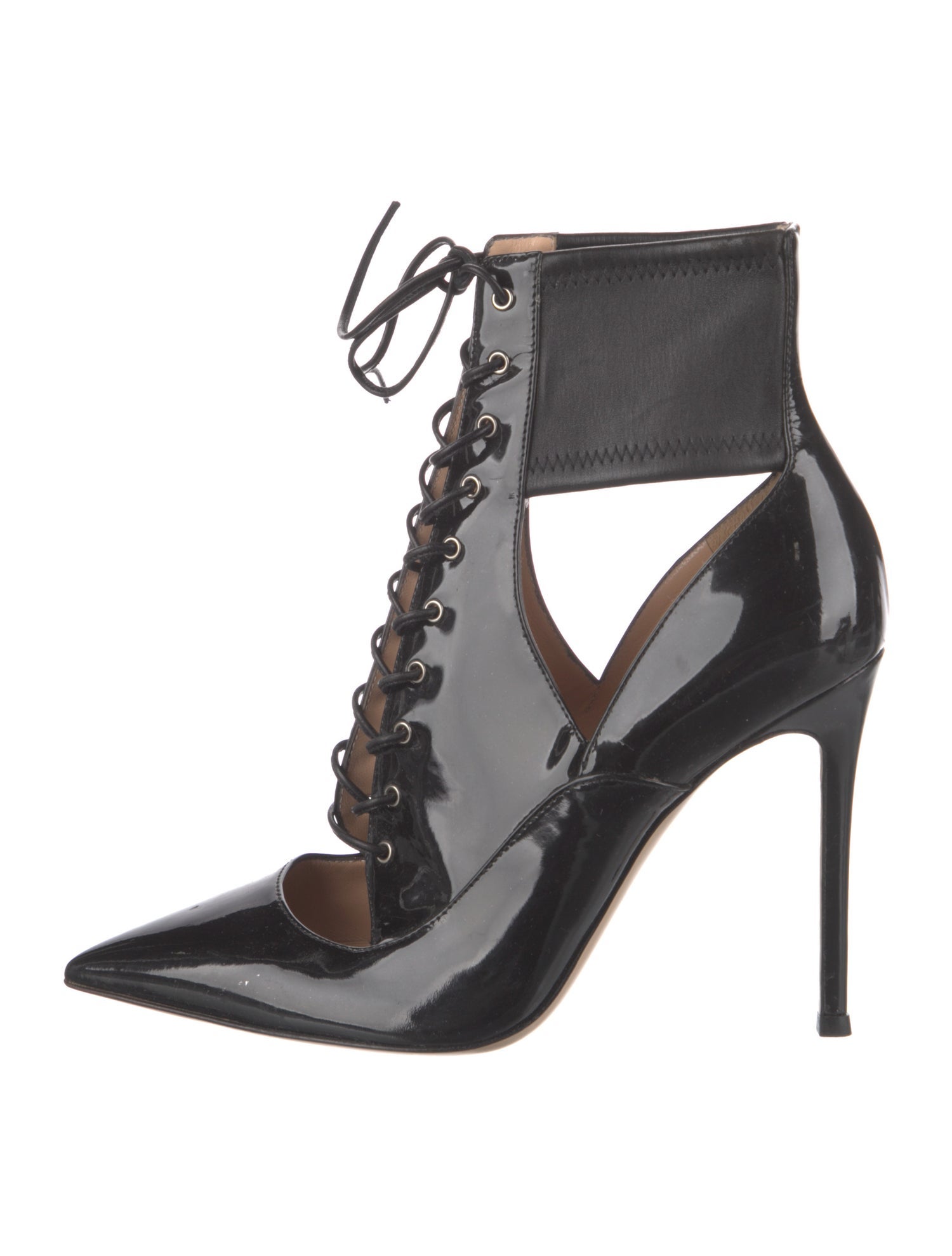 Gianvito Rossi Patent Leather Cutout Accent Lace-Up Boots
