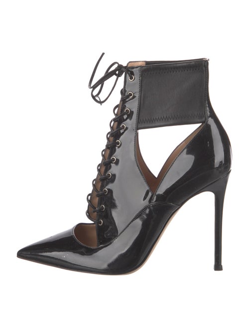 Gianvito Rossi Patent Leather Cutout Accent Lace-Up Boots