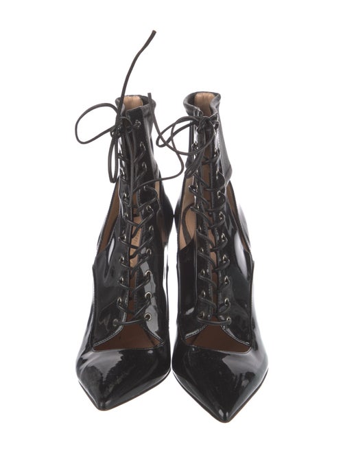 Gianvito Rossi Patent Leather Cutout Accent Lace-Up Boots