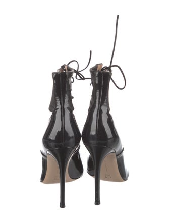 Gianvito Rossi Patent Leather Cutout Accent Lace-Up Boots