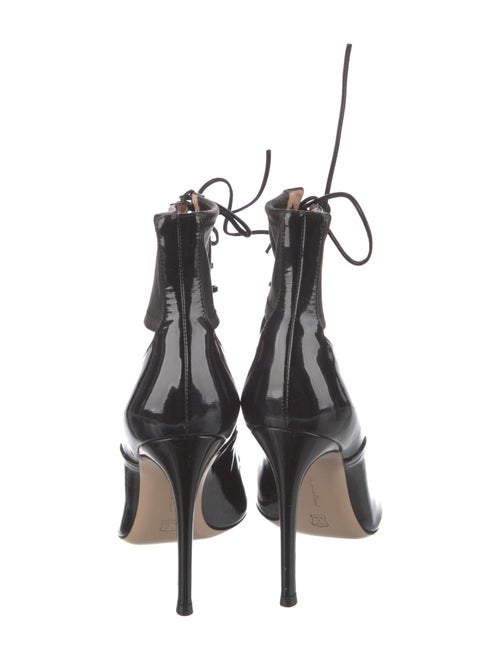 Gianvito Rossi Patent Leather Cutout Accent Lace-Up Boots