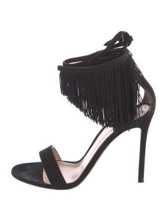 Gianvito Rossi Suede Tassel Accents Sandals