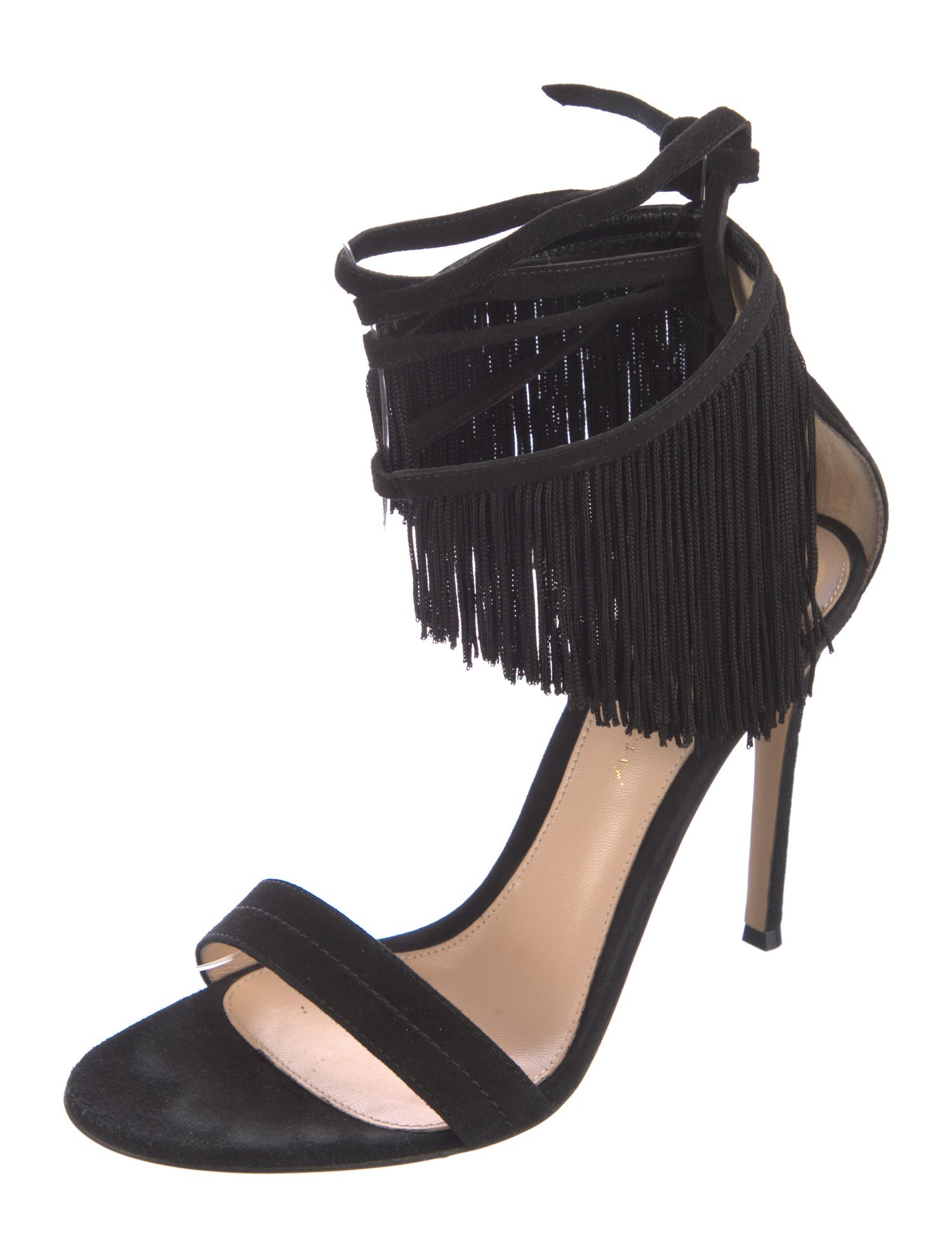 Gianvito Rossi Suede Tassel Accents Sandals