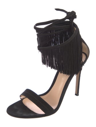 Gianvito Rossi Suede Tassel Accents Sandals