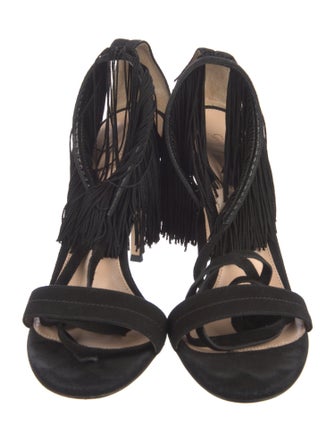 Gianvito Rossi Suede Tassel Accents Sandals