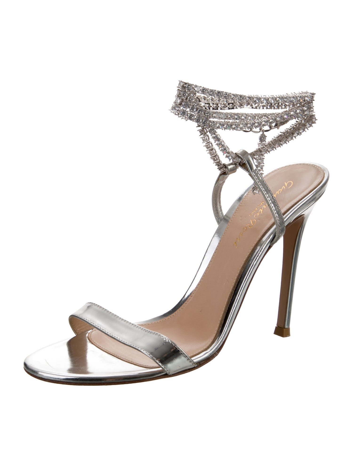 Gianvito Rossi Leather Crystal Embellishments Sandals