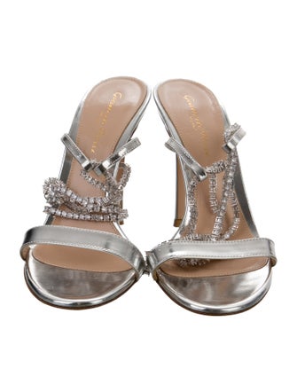 Gianvito Rossi Leather Crystal Embellishments Sandals