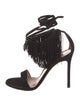 Gianvito Rossi Suede Fringe Trim Accent Sandals