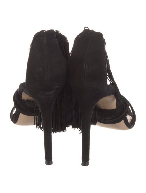 Gianvito Rossi Suede Fringe Trim Accent Sandals