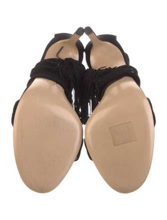 Gianvito Rossi Suede Fringe Trim Accent Sandals