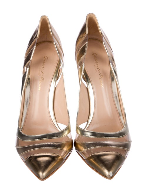 Gianvito Rossi Leather Colorblock Pattern Pumps