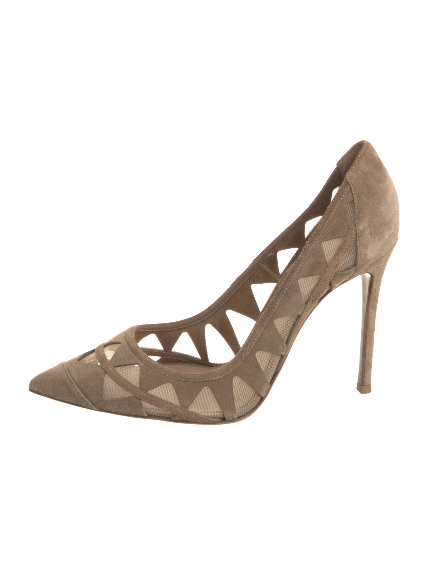 Gianvito Rossi Suede Mesh Accents Pumps
