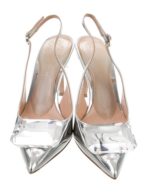 Gianvito Rossi Patent Leather Crystal Embellishments Slingback Pumps