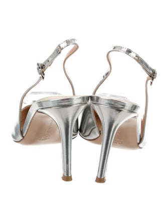 Gianvito Rossi Patent Leather Crystal Embellishments Slingback Pumps